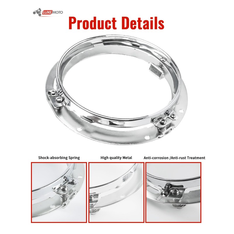 7 Inch Round Headlight Bracket for Harley, Chrome Motocycle Headlight