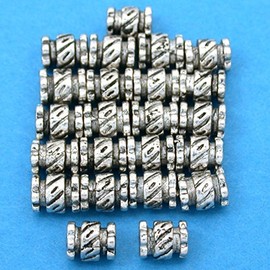 15g Bali Tube Beads Antq Silver Plated 6.5mm Approx 20