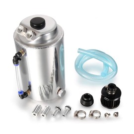 Madlife Garage 2 Litre Oil Catch Tank Can 15mm 10mm Universal Alloy Breather Tank Catcher Silver