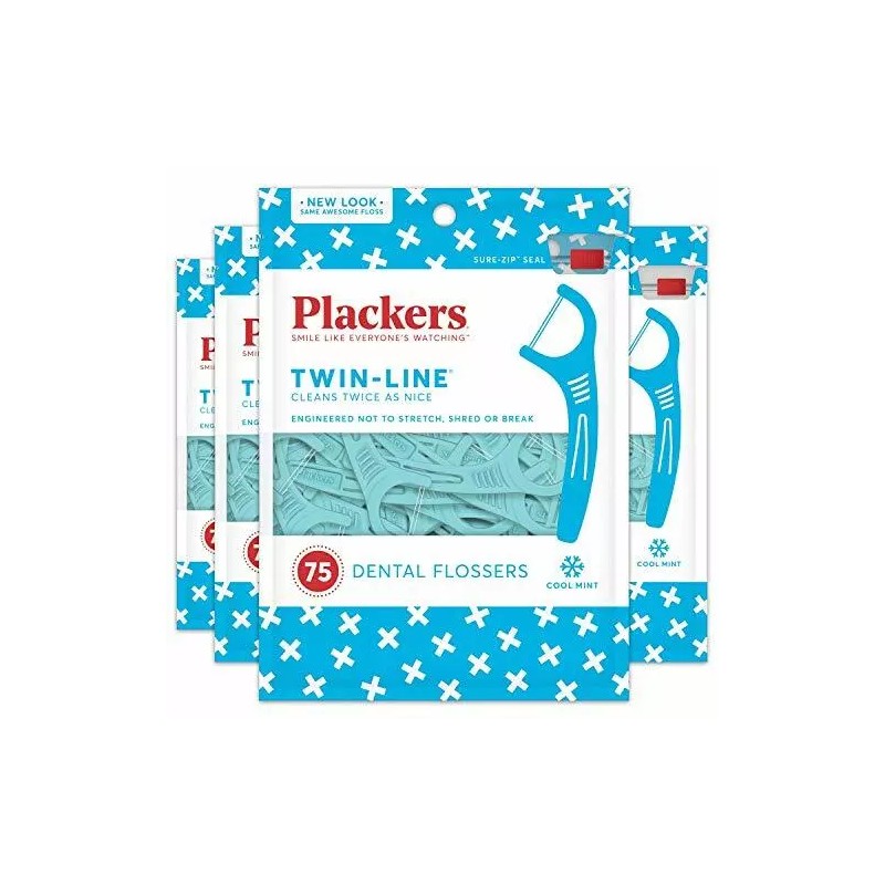 Plackers Twin-Line Dental Floss Picks, Designed with Two High Assorted