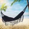 YFUG GO Double Sized Boho Macrame Black Hammock with Elegant