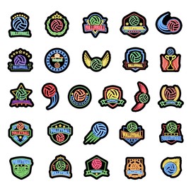 50pcs Neon Volleyball Waterproof Vinyl Stickers - Volleyball Decorations & Party Favors Gifts for Laptop, Water Bottle, Skateboard
