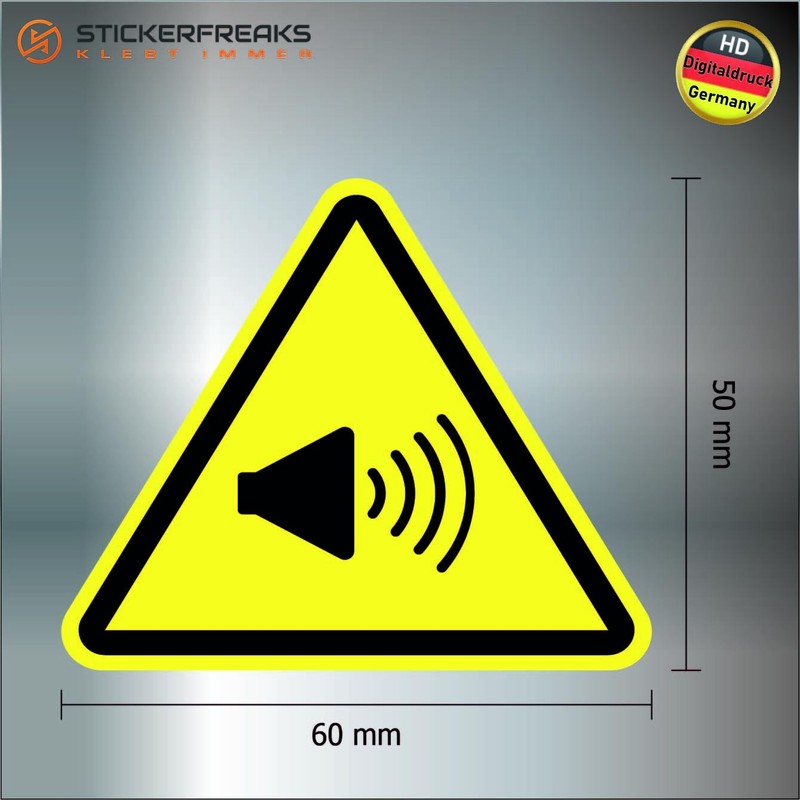 Pack of 8 Warning Stickers 6 x 5 cm Volume