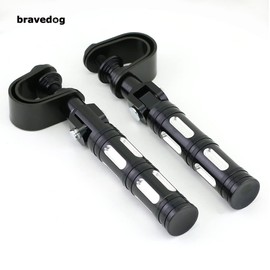Bravedog Motorcycle Highway Foot Pegs Rest Black 25-32mm Engine Guard Crash Bar Footpegs Clamps for Touring Road Glide Road King Softail Dyna Universal