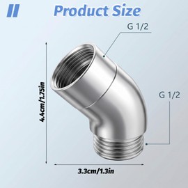 Adattatore per soffione doccia, adattatore angolare a 135 gradi, in ottone massiccio, prolunga per soffione doccia da 1/2", con angolo di prolunga per doccetta (cromato) (girevole)