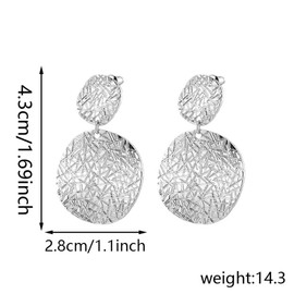 Boho Texture Earrings Gold Disc Coin Earring Vintage Disc Drop Earrings Hammered Round Circle Dangle Earrings Jewelry for Women, 1, Metal, No Gemstone