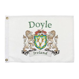 Doyle Irish Coat of Arms Small White Flag - 12"x18" inches