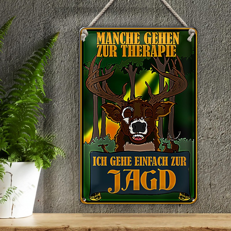 Hunting Therapy Tin Sign Funny Gift for Hunters and Nature