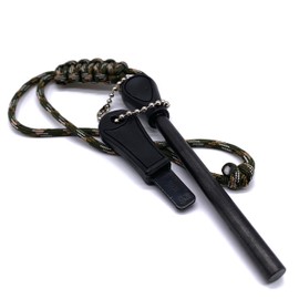 Ferro Rod Fire Steel & Striker | Military NATO Style | Fire Striker | Flint Fire-Starting | Bushcraft, Camping, Backpacking (Green)