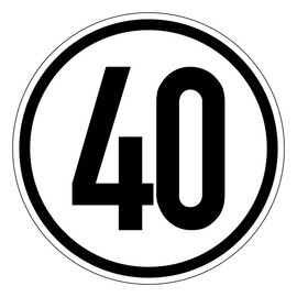 Speed Sticker Film km/h Speed Sign Diameter 20 cm (40 km/h)