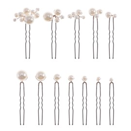 12 Pieces Pearl Bridal Wedding Hair Pins Handmade Bridal Hair Accessories for Wedding Brides Women Girls