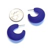 Cobalt Blue Hoop Earrings | vintage frosted lucite snail shell