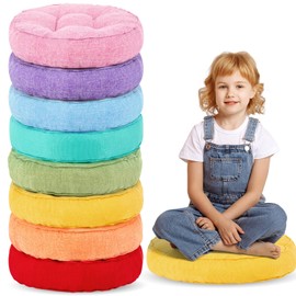 Juexica 8 Pcs Floor Cushions for Kids Floor Pillows Flexible Seating Cushions 3.5'' Thick Flexible Seating Classroom Furniture Meditation Seat Pillows for Home Nursery Yoga Decor(Multicolor,Round)