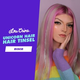 Lime Crime Unicorn Hair Tinsel Kit, Disco - Tinsel Hair Extensions - Easy to Use Sparkly, Shimmery & Iridescent Glitter Hair Extensions - Fairy Hair Tinsel Kit - Vegan Clip In Hair Tinsels