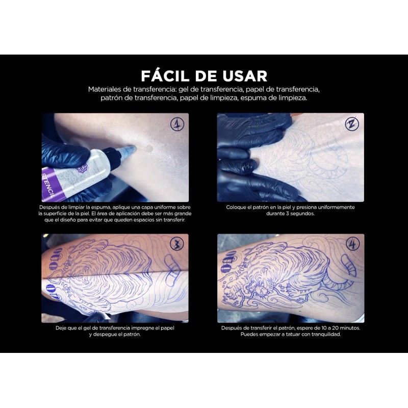 Pega Stencil Tatuajes Gel Hectográfico Ouo Alta Duración 4oz