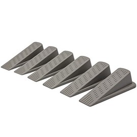 Tope de cuña para puerta, paquete de 6 unidades, color gris, estilo clásico, goma, montaje en el suelo, tope de puerta