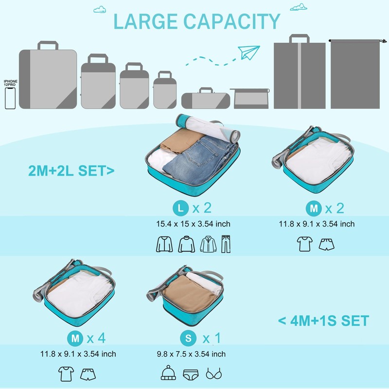 Compression Packing Cubes, Gonex Extensible Storage Mesh Bags Organizers