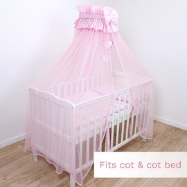 Luxury Baby Cot Bed Crown Canopy/Mosquito Net 480 cm Only (Hearts Pink)