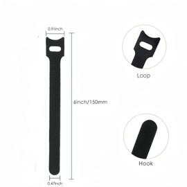 100 PCS 6 Inches Reusable Cable Ties, Adjustable Cord Straps, Cable Organizer, Cord Wrap and Hook Loop Cords Management for Organizing Home, Office, Data Centers（Black）