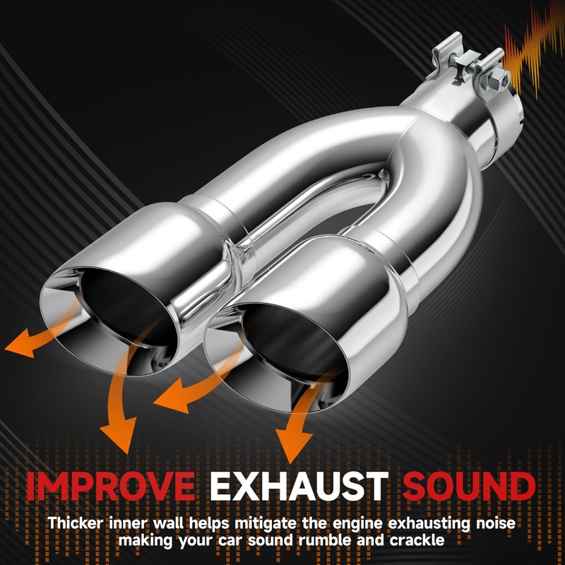 Dual Exhaust Tip 3 Inch Inlet 4 Inch Outlet 16"