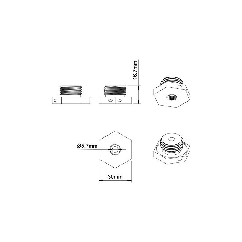 Adapter M10 x 1 Female Thread to 1/2 Inch Male