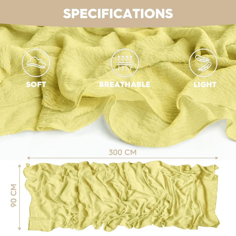 Artoid Mode Boho Light Yellow Gauze Wedding Table Runner, Seasonal
