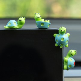 Rislobx 4PCS Tortoise Car Dashboard Decorations, Mini Turtle Decor Cute Car Accessories Car Screen Door Rear View Mirror Ornament Interior Decor for Home Office
