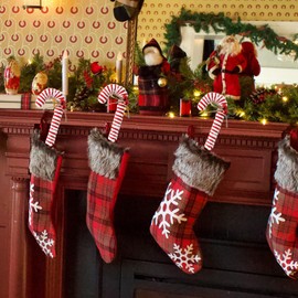 ZHANYIGY 6Pcs Christmas Tree Decorations Picks，Red White Woolen Candy Picks 14 Inch Xmas Tree Topper Ornaments for Christmas Wreath DIY Craft Home Vase Filler Party Supplies