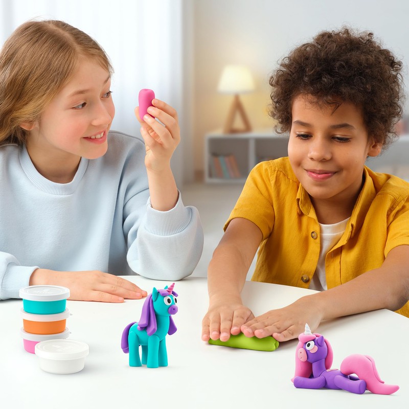HEY CLAY Rainbow Unicorns - Air-Dry Clay Kit for Kids