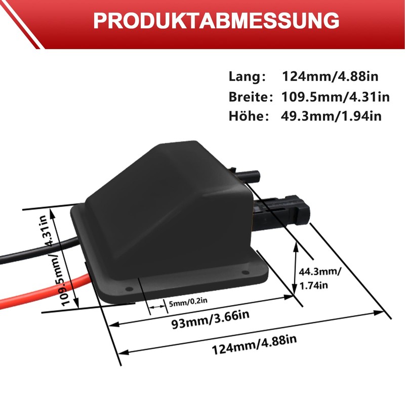 Roof Feed-Through Solar Double Cable Enclosure with 3 m 6