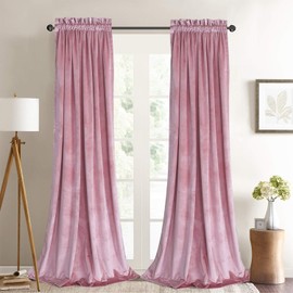 Roslynwood Velvet Curtain Panels Blush Window Super Soft Luxury Drapes for Bedroom Thermal Insulated Rod Pocket Curtain for Living Room (2 Panels, 52 by 96 Inch)