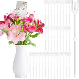 Plastic Flower Card Holder Clips, 80Pcs Clear Straight Head Picks for Photos, Names, Place Cards - Floral Picks Stick for Flower Arrangements