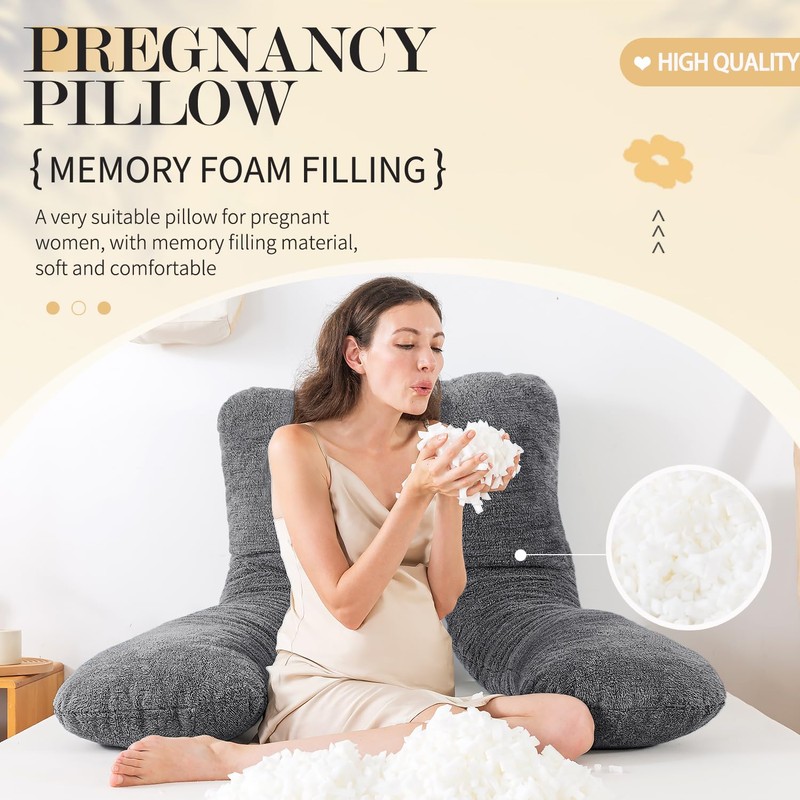WhatsBedding Pregnancy Pillows,U-Shaped Pregnancy Pillows for Sleeping,Memory Foam Filling Full