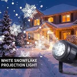 Snowflake Projector Light for Christmas and Holiday Decor – Rotating White Snow Patterns for Festive Parties