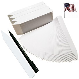 TAGKRAFTERS 6" x 5/8" White Premium Pot Stakes with Marker - 300 Pcs - Plastic Plant Tags and Labels - Nursery Garden Tree Labels Waterproof Writeable | Made in The USA |