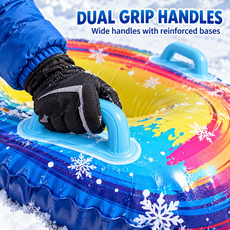 Heavy Duty Inflatable Snow Tube with Dual Handles, Thickened PVC
