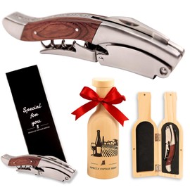 Semecca® Wine Opener – Professional Waiter’s Corkscrew, Double Hinged Wine Key, Wine Bottle Opener with Wooden Gift Box, Gift for Wine Lovers (Maunwood)