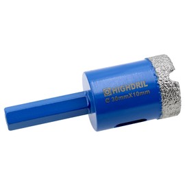 Dry Diamond Tile Drill Bit with Hex Shank,HIGHDRIL Diameter 1-9/50"(30mm) for Porcelain Ceramic Granite Marble Hard Materials Electric Drill Diamond Core Bit