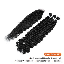 Synthetische tiefe Wellenbündel mit Verschluss 26 Zoll tiefes gewelltes Haar 3 Bündel mit Verschluss Haarbündel natürliche schwarze Farbe für schwarze Frauen