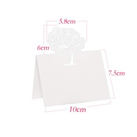 MEJOSER Pack of 50 Place Cards, Paper Place Cards, Wedding Name Tables, Foldable, Tree of Life Design, Decoration, Accessories for Wedding, Birthday, Christening