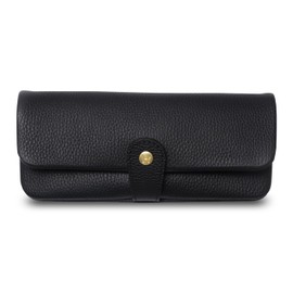 HUKURO Pencil Case, Tray, Large Capacity, Slim, Elegant, Pencil Case, Pen Holder, Women's, Men's, Genuine Leather, Made in Japan, Owl, Black, Japanese