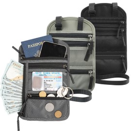 Dunzoom 3 Pack Neck Wallet Rfid Blocking Passport Holder for Travel 9.06" × 5.91" Waterproof and Slim Travel Pouch with Adjustable Neck Strap for Men Women to Secure Cash and Credit Cards