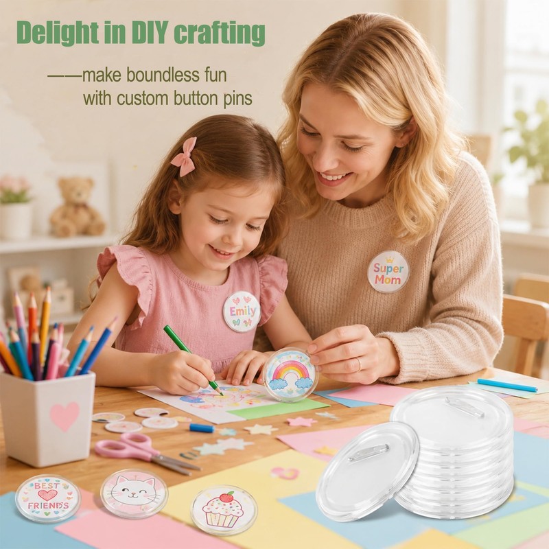 15PCS 3 Inch Clear Button Pin Blanks, DIY Acrylic Photo