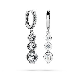 Moissanite Three-stone Diamond Drop Earrings for Women S925 Rodium Vermeil Sterling Silver Trilogy Dangle for Wife Girlfriend Mom Gifts for Her Daughter on Birthday Wedding Anniversary Radiant