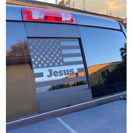 Xinghe for Dodge Ram 2009 to 2024 2025 2026, American Flag Decals Stickers for Truck Back Middle Window, Matte Black USA Flag Decal