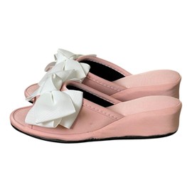 Vivienne 71017SP-BB-PK [Beauty Legs Princess Room Shoes Ribbon Pink M Size 22.5 cm ] 4cm Heel PVC Sole Slippers Beauty Salon Nail Salon