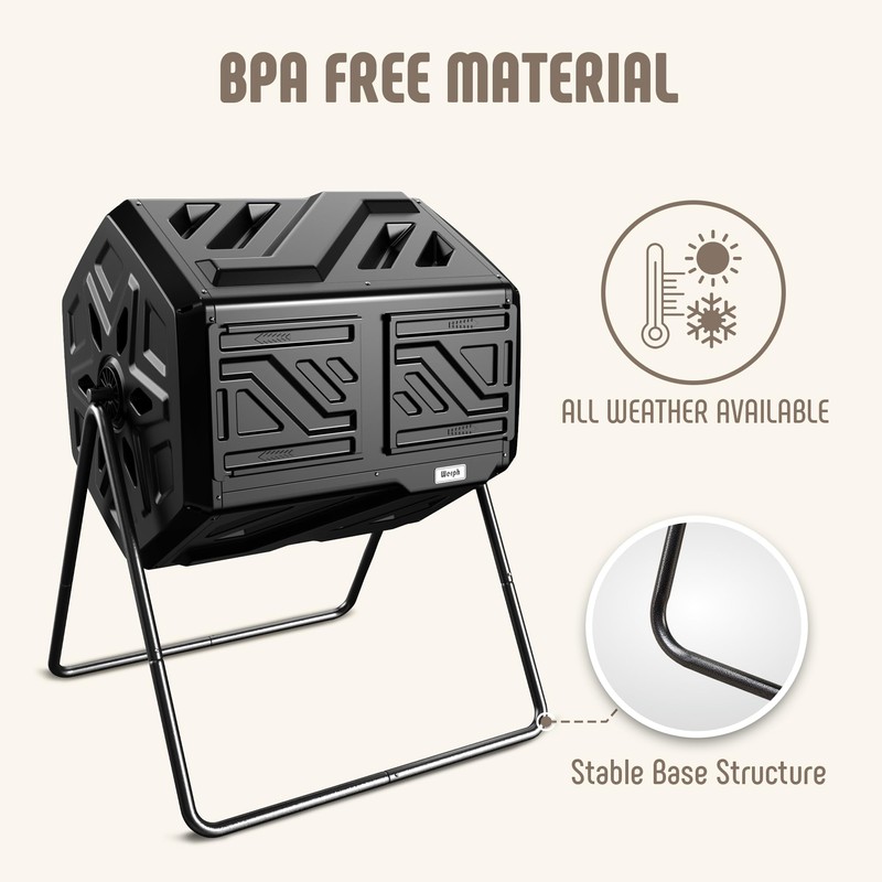 Werph Compost Bin Outdoor Composter, Fast Assembly 43 Gallon Dual