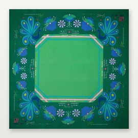 1-7/16" Extra-Large 4-Layer American Mahjong, 160-Tile Cornflower Blue Peacock MatColor: green mahjong mat
