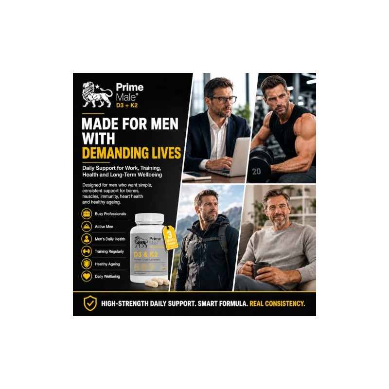 Vitamin D3 & K2 MK-7 for Men – 90 Capsules