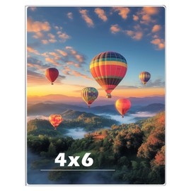 Wbtran 4 x 6 Acrylic Picture Frame, Horizontal/Vertical Clear Photo Frame for Wall with Tape, No Drilling Floating Hanging Frameless Picture Frame, Wall Mount Sign Holder for Home, School, Office